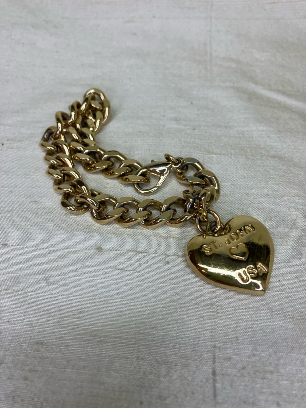 St. John Gold-Tone Heart Charm Chain Bracelet